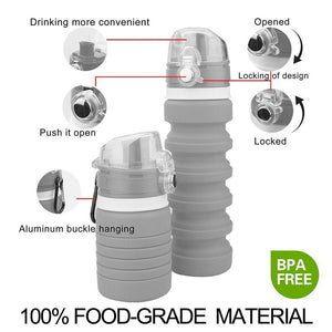 Collapsible Water Bottle Silicone Travel Bottle - CampWildRide.com