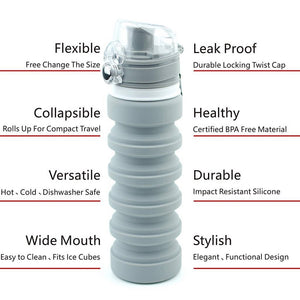 Collapsible Water Bottle Silicone Travel Bottle - CampWildRide.com