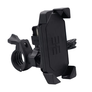 Motorcycle Cell Phone Mount Holder with USB Cable Charger Adapter 2.1A Power Socket - CampWildRide.com