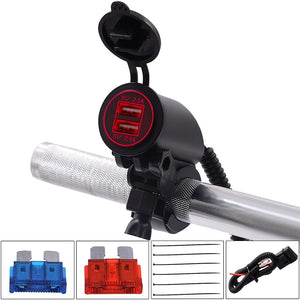 Motorcycle Dual USB Cable Charger Adapter 2.1A Power Socket - CampWildRide.com