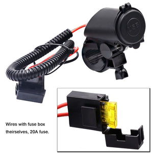 Motorcycle Dual USB Cable Charger Adapter 2.1A Power Socket - CampWildRide.com