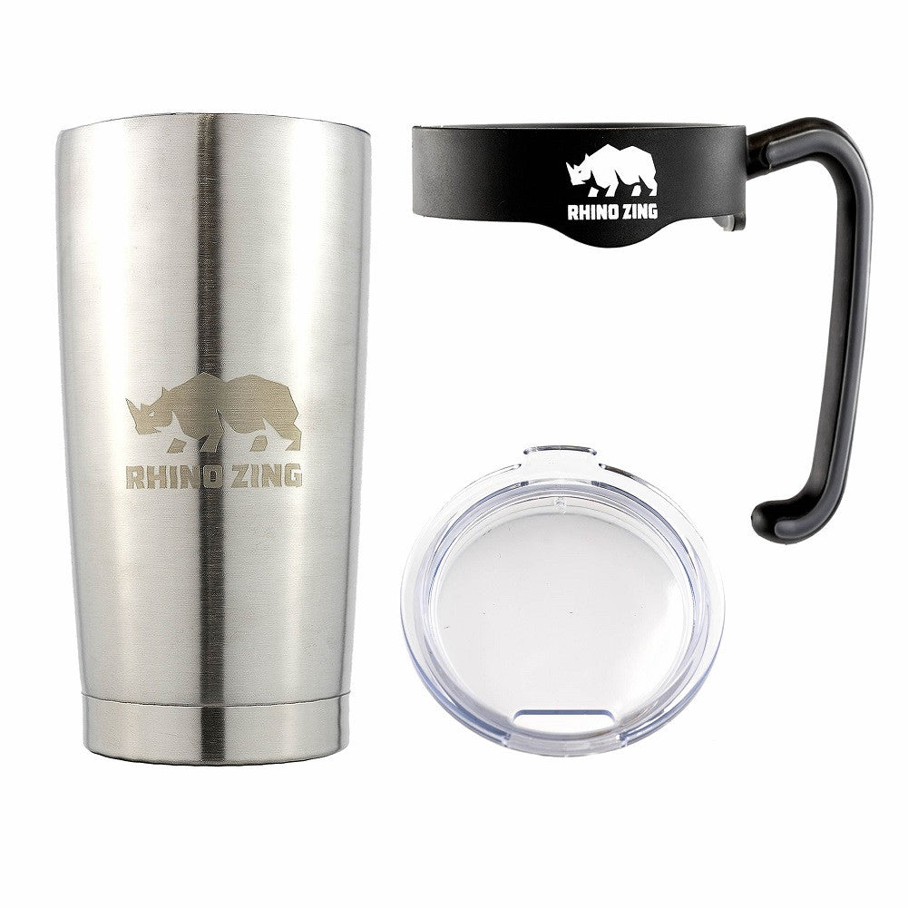 20 Oz Tumbler w/Handle Stainless Steel Travel Insulated Coffee Mug Non-Slide Lid - CampWildRide.com