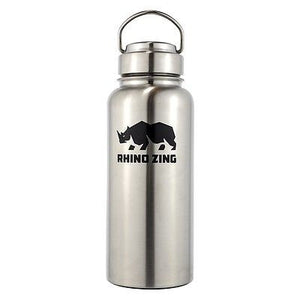 32 Oz Growler Stainless Steel Water Bottle w/Sleeve and Wide Mouth Stainless Steel Lid - CampWildRide.com