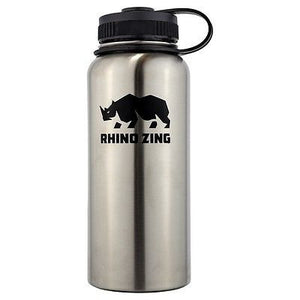 32 Oz Growler Stainless Steel Water Bottle w/Sleeve and Wide Mouth Standard Lid - CampWildRide.com