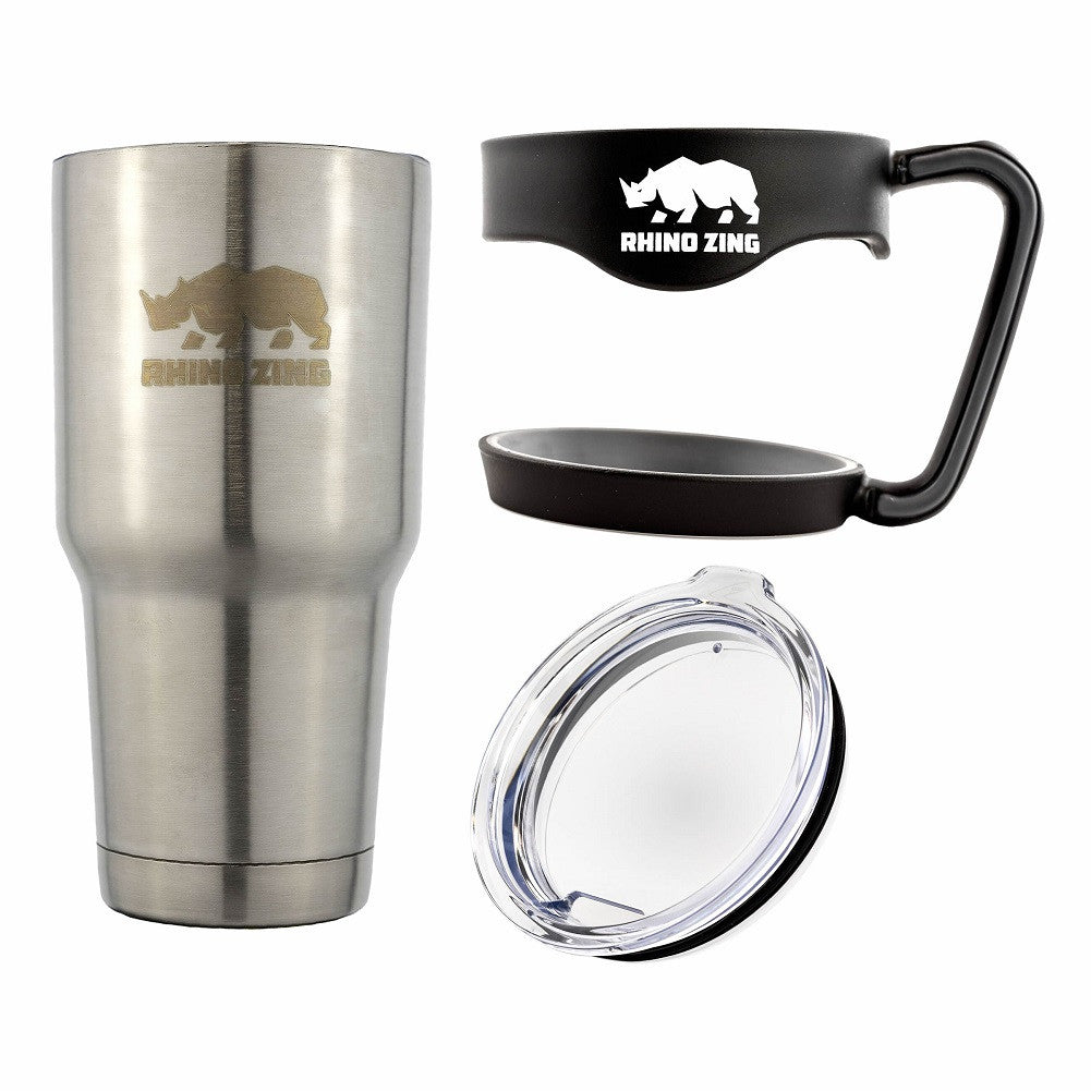30 Oz Tumbler w/Handle Stainless Steel Travel Insulated Coffee Mug Non-Slide Lid - CampWildRide.com