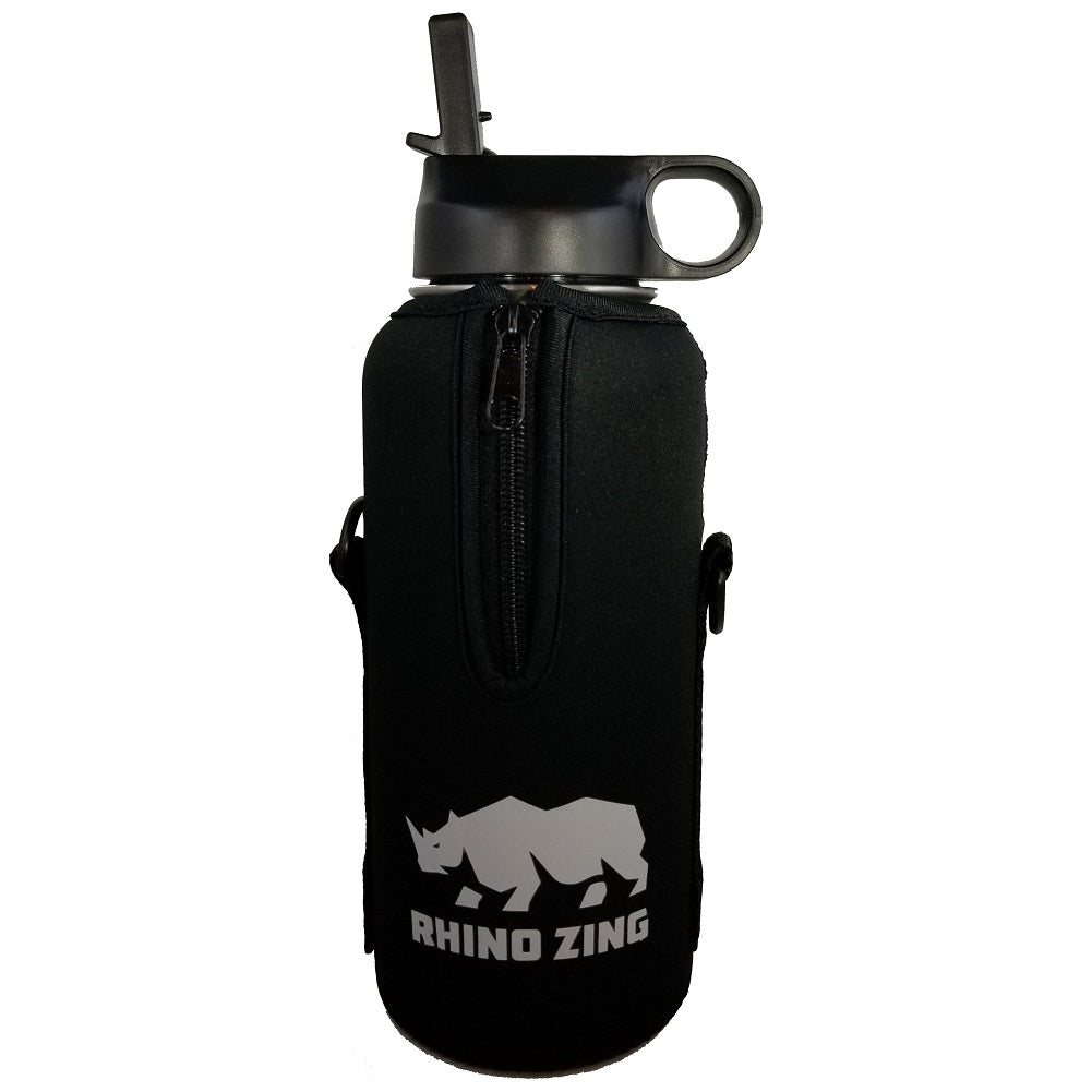 32 Oz Growler Stainless Steel Water Bottle w/Sleeve and Wide Mouth Straw Lid - CampWildRide.com