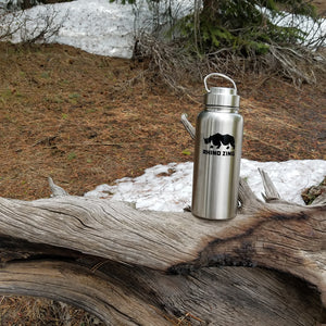 32 Oz Growler Stainless Steel Water Bottle with Wide Mouth Stainless Steel Lid - CampWildRide.com
