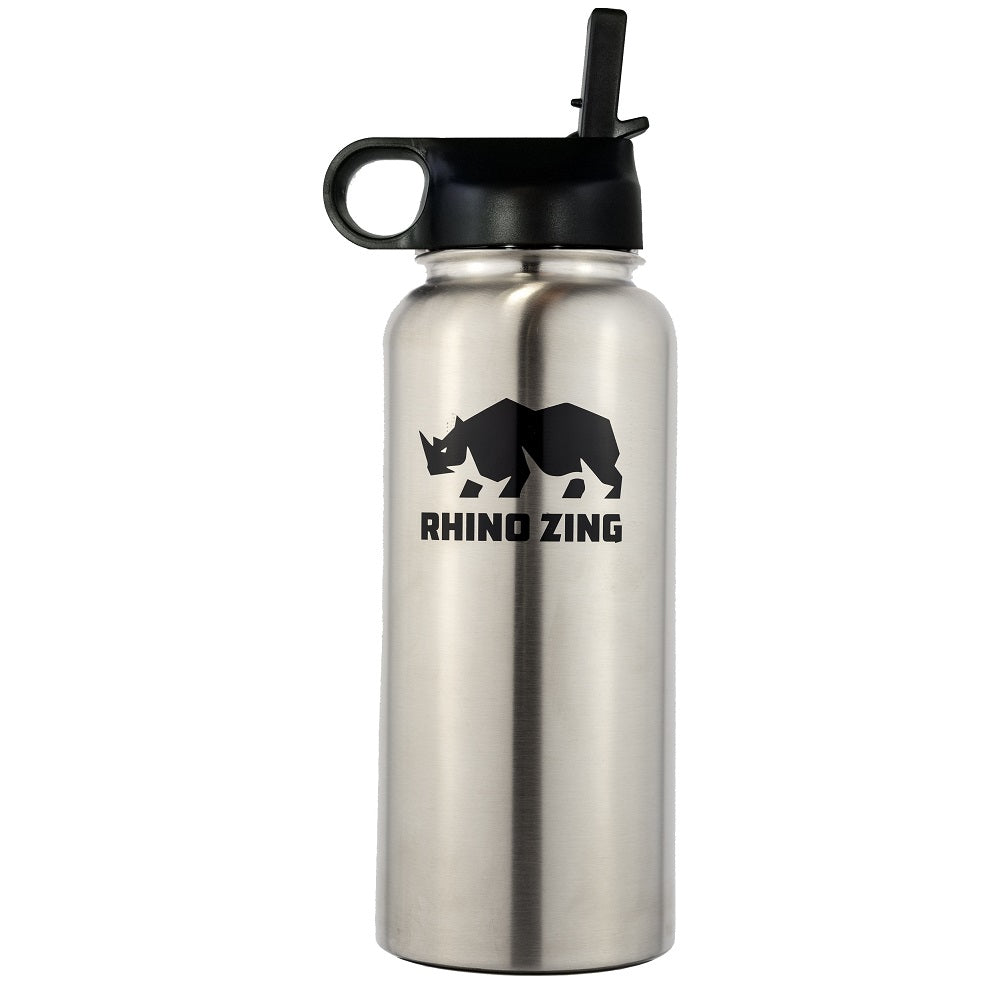 32 Oz Growler Stainless Steel Water Bottle with Wide Mouth Straw Lid - CampWildRide.com