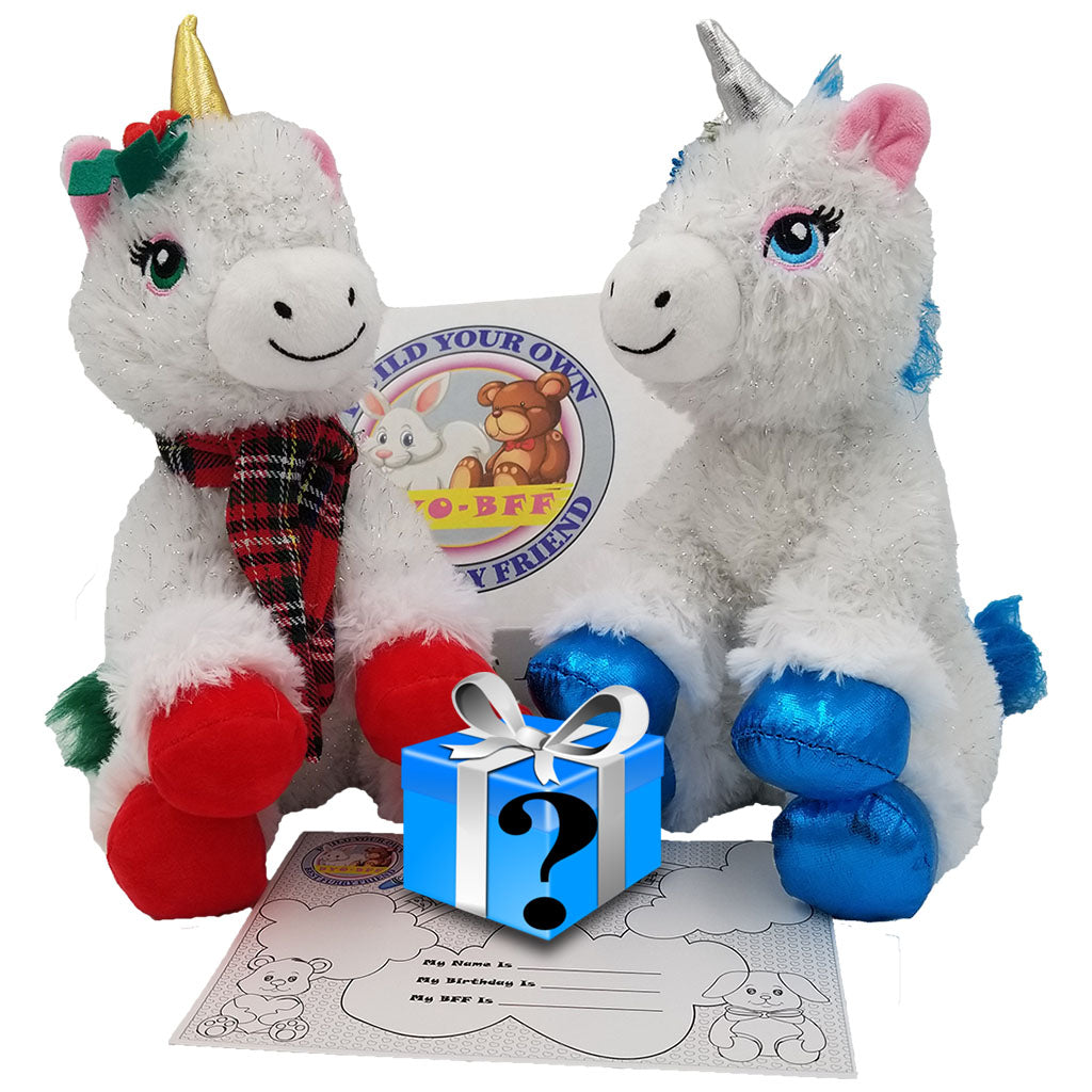 Christmas Unicorn Gift Box 8” Plush Doll Set with Mystery Surprise inside. Adorable Gifts Boy Girl - CampWildRide.com