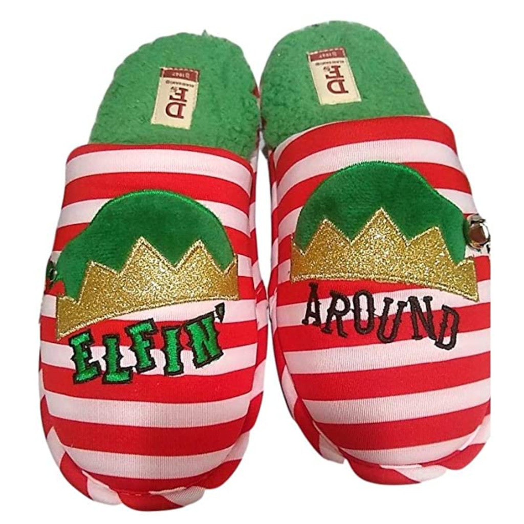 Dearfoams Women's Elfin' Around Elf Scuff Slippers Holiday Christmas Memory Foam