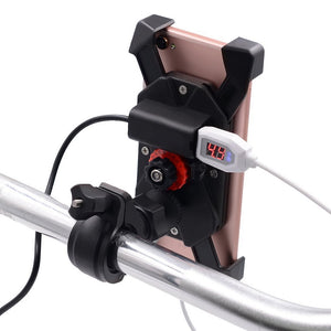 Motorcycle Cell Phone Mount Holder with USB Cable Charger Adapter 2.1A Power Socket - CampWildRide.com