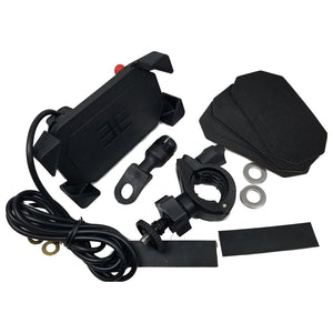 Motorcycle Cell Phone Mount Holder with USB Cable Charger Adapter 2.1A Power Socket - CampWildRide.com