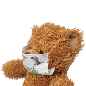 Stuffed Animals Plush Toy and Face Mask Bundle - “Caramel” the Bear 16” and Toy Mask “Dinos”