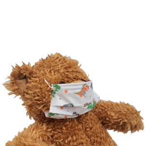Stuffed Animals Plush Toy and Face Mask Bundle - “Caramel” the Bear 16” and Toy Mask “Dinos”