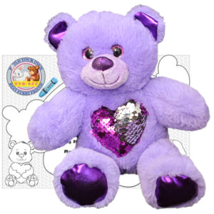Stuffed Animals Plush Toy - “Glitz” the Purple Bear 8”